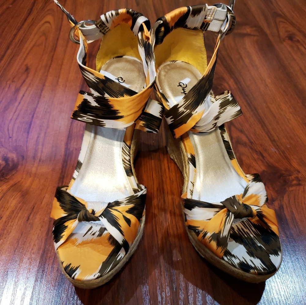 New Orange Espadrille Wedges